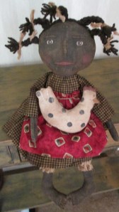 18" Maybelle loves her pet chicken, Nugget. She has sculpted toes and is weighted to sit anywhere. $46.00