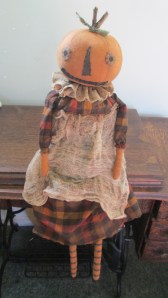 "Toad" is 27" tall and is weighted to sit anywhere. Her apron is grubby cheesecloth and is attached with dirty string. $52.00